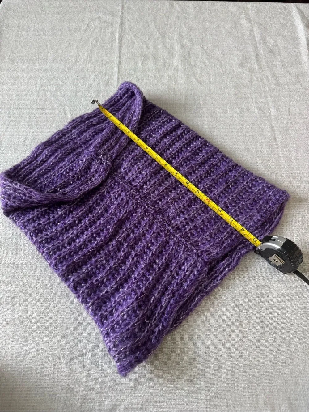 Purple Soft Knit Crochet Neck Wrap Scarf